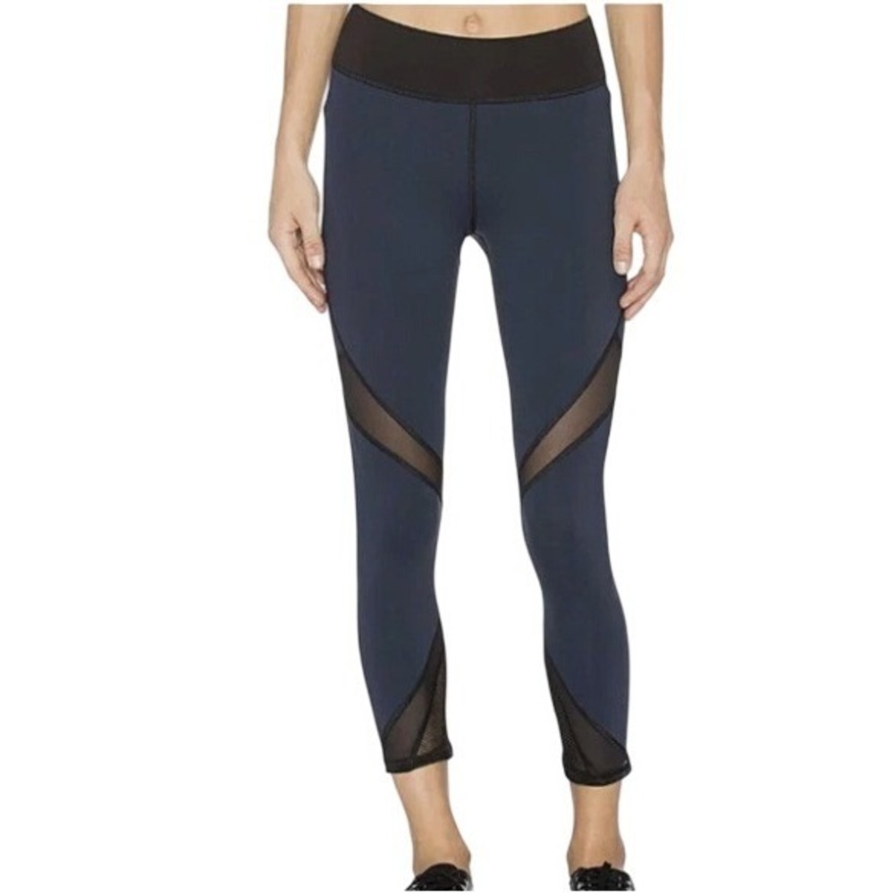 Michi Radiate Leggings Navy Blue Black Mesh Mid Rise 24" inseam - Made in Canada